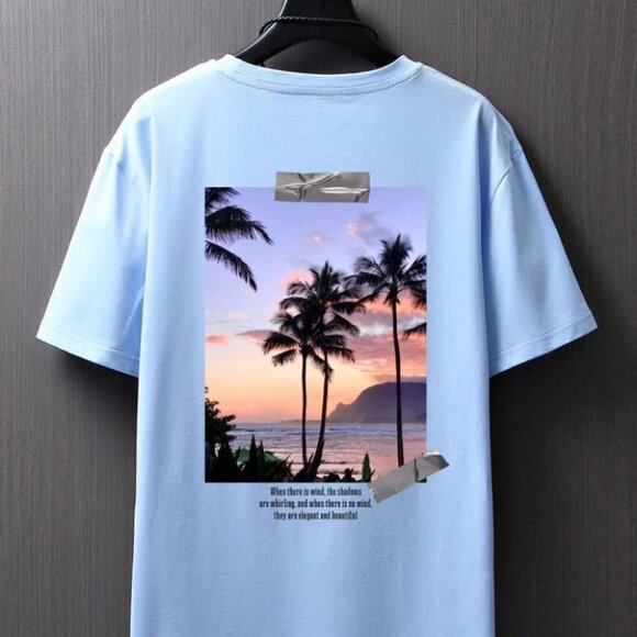 Blue Vacation Style Men's Ocean Graphic Tee - Picture 3 of 10